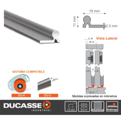 Riel D-52 Aluminio 3 Metros