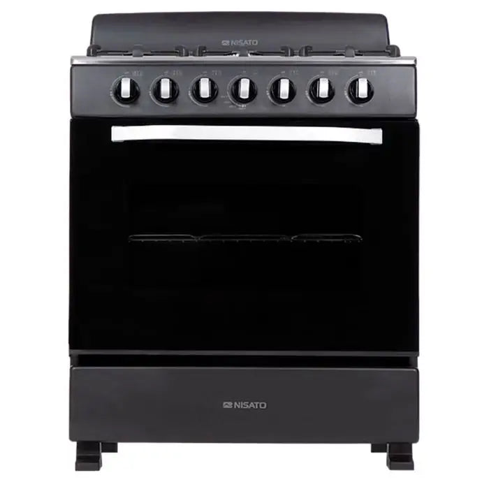 Estufa De Piso de Acero Inoxidable Nisato 30" con 6 Quemadores Parrillas Hierro Fundido