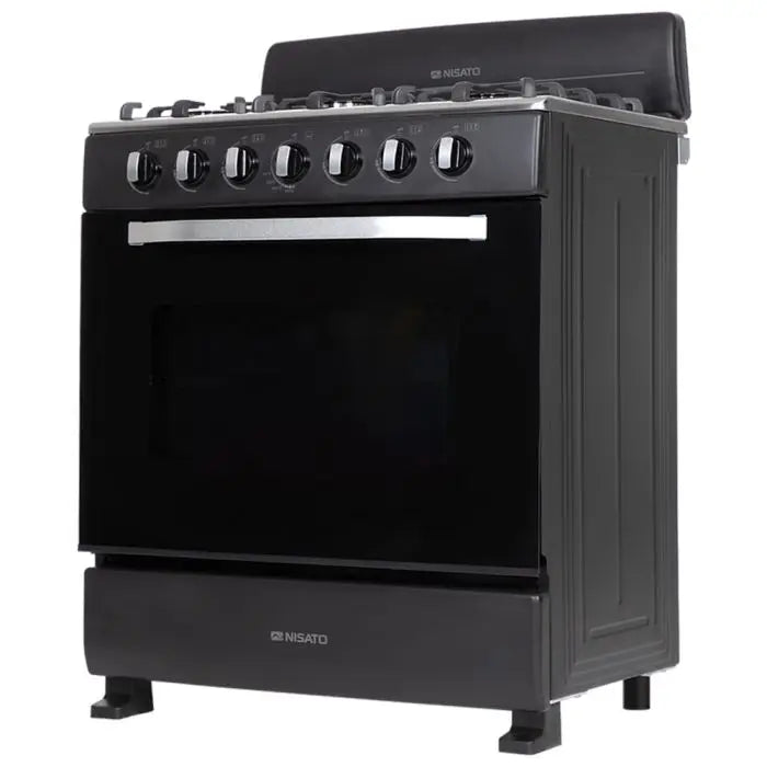Estufa De Piso de Acero Inoxidable Nisato 30" con 6 Quemadores Parrillas Hierro Fundido