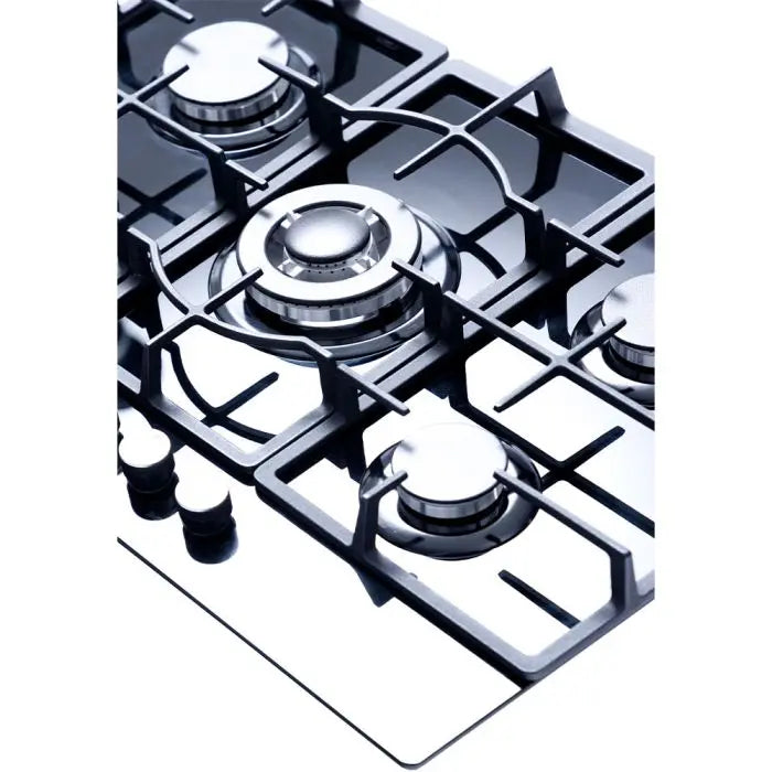 Estufa Empotrable a Gas de 33 pulgadas Nisato con Vitro Ceramica de 5 Quemadores de Hierro Fundido con Encendido Electrico Color Negro