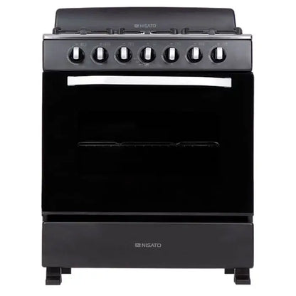 Estufa De Piso de Acero Inoxidable Nisato 30" con 6 Quemadores Parrillas Hierro Fundido
