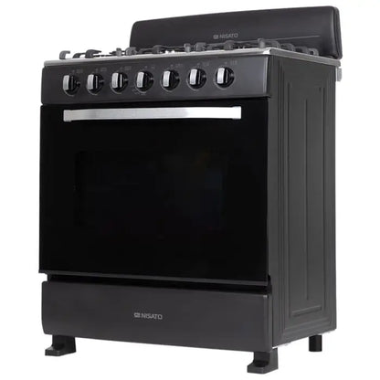 Estufa De Piso de Acero Inoxidable Nisato 30" con 6 Quemadores Parrillas Hierro Fundido