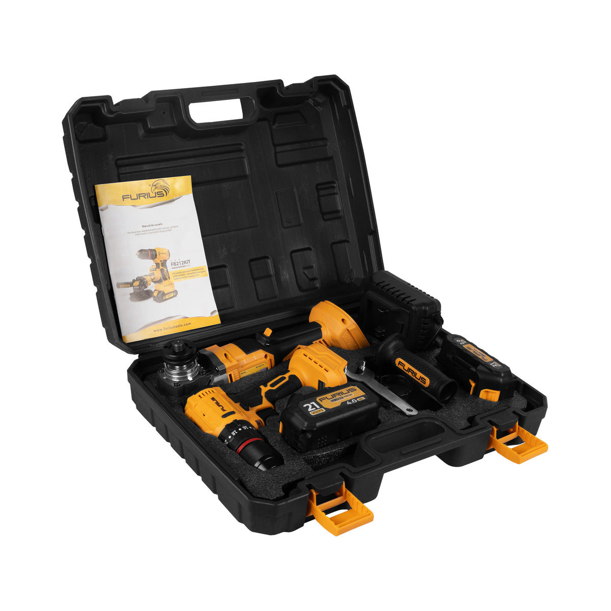 Kit Furius Taladro + Esmeril 21v 2batería 4Ah