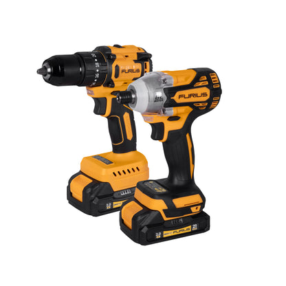 Kit Furius Taladro inalámbrico percutor + destornillador de impacto + 2Bat